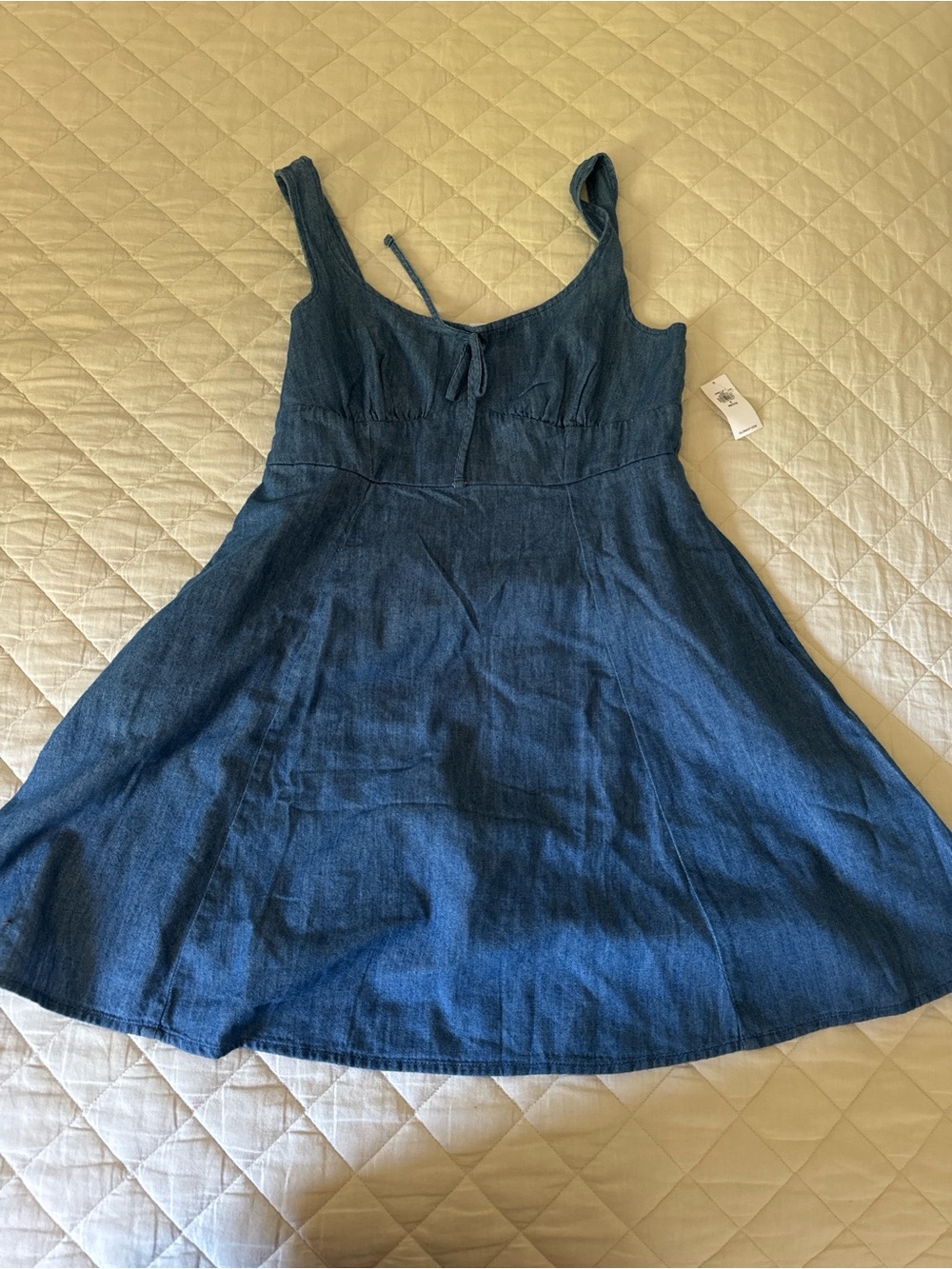 Women's Blue Denim Tie-Front Sundress